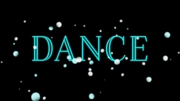 Цифрова Анімація Блимаючого Танцювального Тексту Світловими Ефектами Боке Рухаються Центру — стокове відео