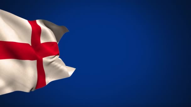 Primer Plano Una Bandera Inglesa Que Renuncia Sobre Fondo Azul — Vídeos de Stock