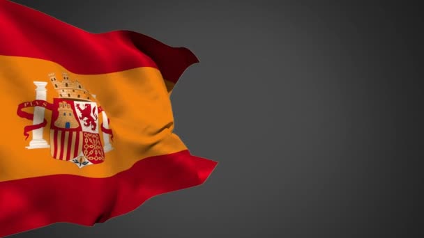 Animación Digital Una Bandera España Ondeando Viento Sobre Fondo Gris — Vídeo de stock