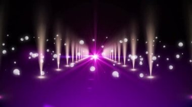Parlak ışıklarla mor parlayan bir geçidin dijital animasyonu