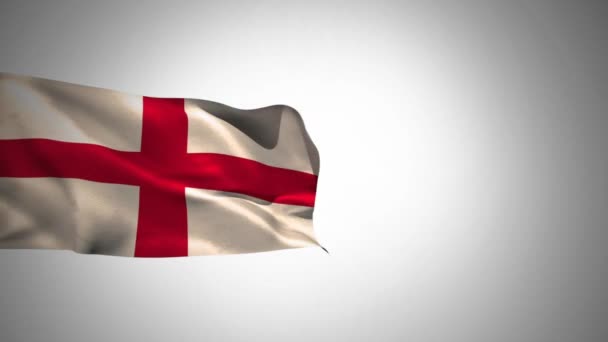 英格兰国旗在白色背景上飘扬 — 图库视频影像