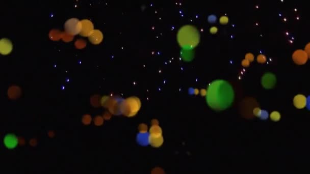 Animación Digital Fuegos Artificiales Coloridas Luces Bokeh Cielo Nocturno — Vídeos de Stock