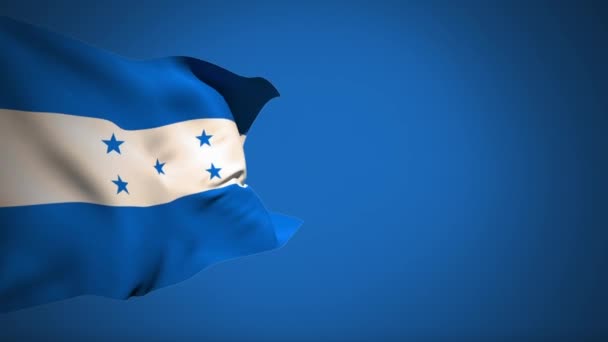 Fechar Bandeira Honduras Acenando Contra Fundo Azul — Vídeo de Stock