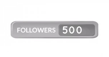 Beyaz arka plan 4k üzerinde sayısı artan gri takipçileri çubuğunun dijital animasyon