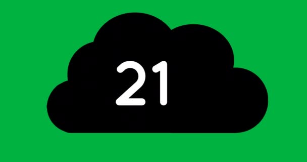 緑の背景4K上の黒い雲の中で増加する数のデジタルアニメーション — ストック動画