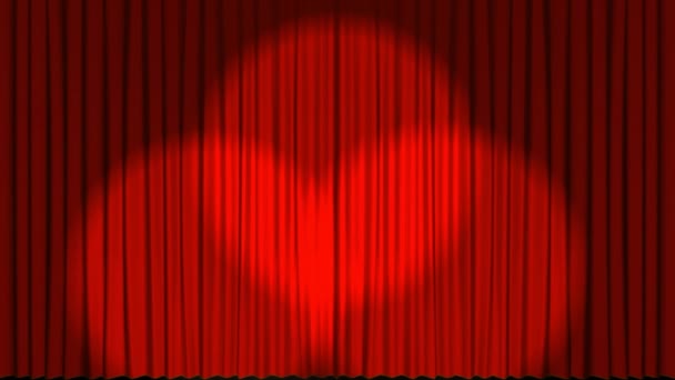 Cortinas Teatro Rojo Abren Para Revelar Luz Celestial — Vídeos de Stock