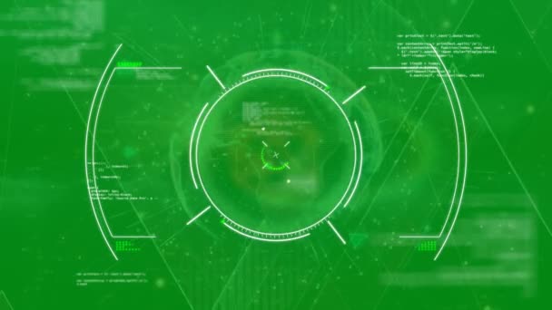 Цифрова Анімація Системи Наведення Зеленим Світінням Програмними Кодами Працюють Фоновому — стокове відео