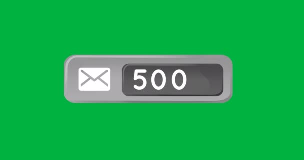 Digital Animation Message Icon Increasing Number Grey Box Green Background — Stock Video