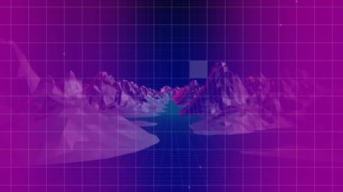 Dağların arasında bir nehir boyunca hareket eden bir drone görünümü dijital animasyon