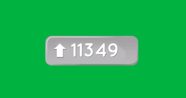 増加する数の横を指す灰色の矢印のアニメーション 背景は緑の4Kです — ストック動画