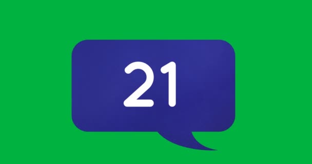 Animation Increasing Numbers Blue Chat Box Green Background — Stock Video