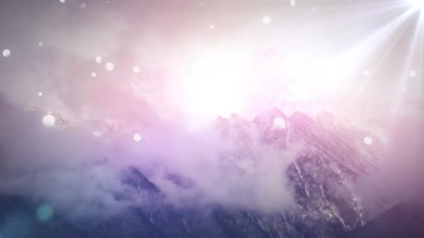 Wysoki Kąt Górskiego Peek Jasnymi Świecącymi Światłami Nieba Bokeh Efektów — Wideo stockowe