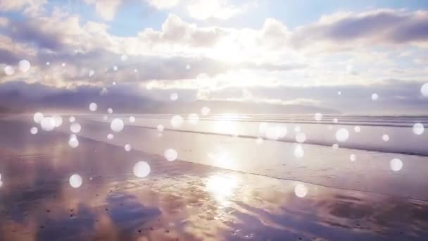 Hareketli Bokeh Işık Efektleri Ile Bir Plaj Dijital Animasyon — Stok video