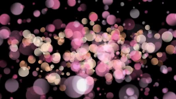 Digitally Generated Animation Colorful Bokeh Moving Center Screen Black Background — Stock Video