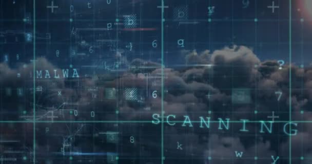 Animation Numérique Une Analyse Informatique Déplacement Codes Binaires Contre Ciel — Video