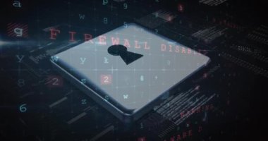 Veri şifreleme kilidi uyarı işareti ani bir görünüm ile siber suç algılama bir bilgisayar ekran görünümü. 4k