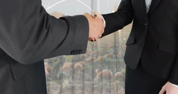 Nahaufnahme Eines Handschlags Zwischen Einem Geschäftsmann Und Einer Geschäftsfrau Mit — Stockvideo