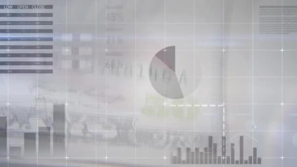 Animação Digital Contar Dinheiro Por Trás Estatísticas Gráficos — Vídeo de Stock