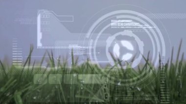 Ön planda çim alanı ve dişli dijital kompozit