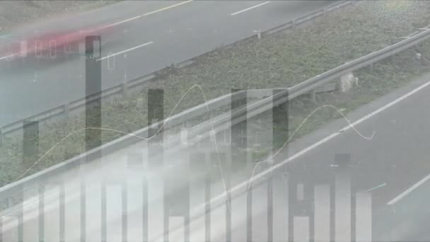 Composite Numérique Une Autoroute Avec Des Voitures Excès Vitesse Graphique — Video