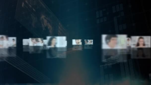 Digitale Animatie Van Callcenter Agenten Die Kantoor Werken Hun Profielen — Stockvideo
