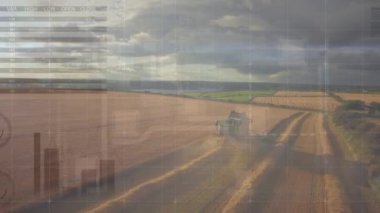 Bir alanın arka planıyla ekranda hareket eden farklı grafiklerin dijital olarak oluşturulmuş animasyonu.
