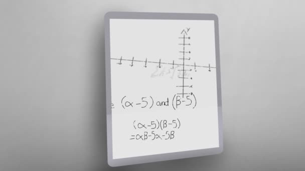 Tablet Ekranında Matematiksel Denklemlerin Dijital Animasyonu — Stok video