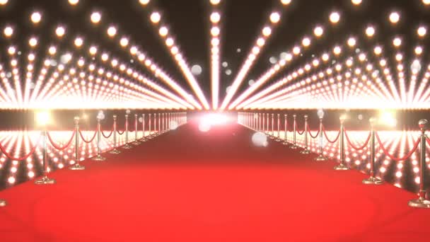 Vip 活动中闪烁的灯光的数字动画 红地毯和散景灯在屏幕上移动 — 图库视频影像