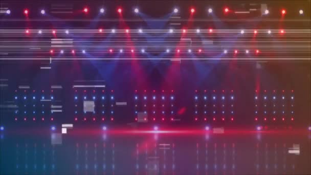 Digitale Animation Einer Bühne Mit Bunten Lichtern Und Pannen Und — Stockvideo