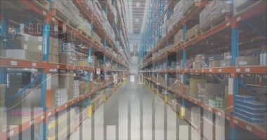 Bir depo 4k bir koridor arka plan ile ekranda hareket grafiklerin dijital animasyon