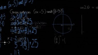 Siyah arka plana karşı matematiksel denklemlerin dijital animasyonu