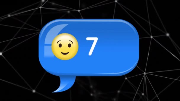 Digitally Generated Animation Winking Emoji While Numbers Increase Background Shows — Stock Video