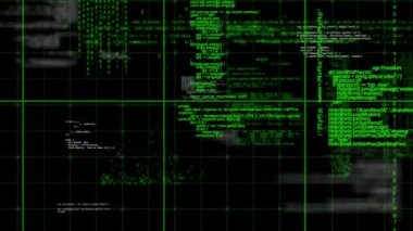 Program kodlarının ve ekranda hareket eden kare desenlerin dijital animasyonu