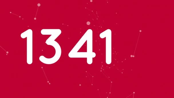 Digital Generierte Animation Steigender Zahlen Und Roter Hintergrund Mit Punkten — Stockvideo