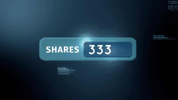 Animação Gerada Digitalmente Ícone Compartilhamento Com Números Crescentes Enquanto Fundo — Vídeo de Stock