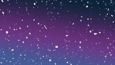 Mor bir arka plan aleyhine düşen beyaz konfeti dijital animasyon