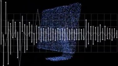 Ekranda hareket eden ses dalgalarının ve parlayan monitörün dijital animasyonu