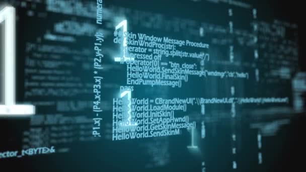 Animação Digital Códigos Binários Programas Movimento Tela — Vídeo de Stock