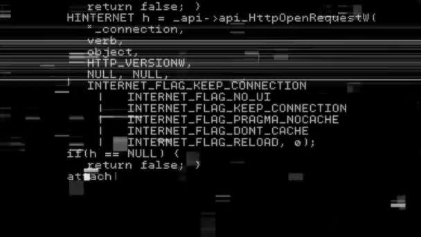 Digitale Animatie Van Programmacodes Bewegen Het Scherm Met Video Glitches — Stockvideo