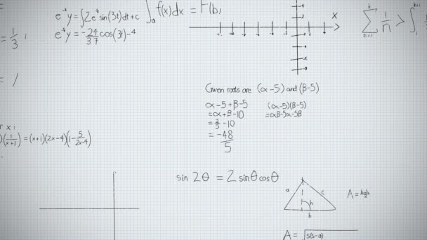 Digitálně Generovaná Animace Matematických Rovnic Zobrazených Obrazovce Proti Bílému Pozadí — Stock video