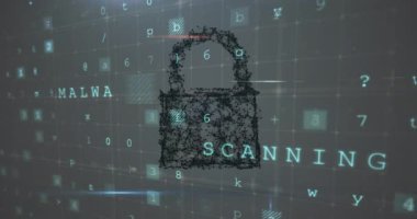 Kodlar ve güvenlik ile dijital asma kilit 4k ile dolu bir ızgara dijital kompozit