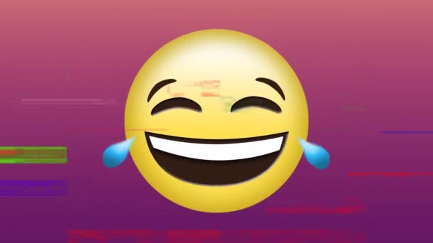 Animation Eines Lachenden Gesichts Emojis Mit Pixelrauschen — Stockvideo