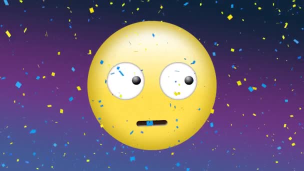 Animación Una Cara Con Emoji Rolling Eyes Confeti Digital — Vídeos de Stock