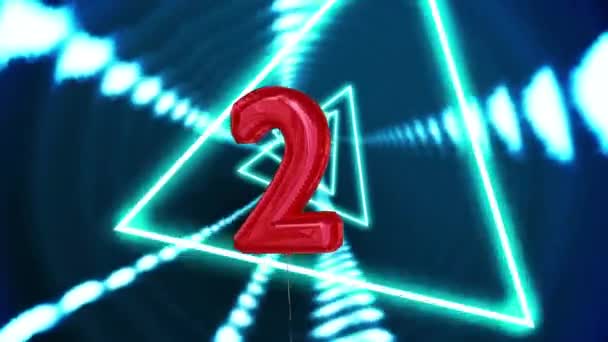 Composite numérique d'un ballon numéro deux et d'un tunnel avec des lumières vives et des anneaux triangulaires 