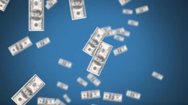 Aşağı doğru hareket eden oklarla düşen dolar banknotlarının dijital animasyonu