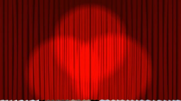 Цифрова Анімація Театральних Штор Відкриваються Щоб Відкрити Фільм Каталог Дикої — стокове відео