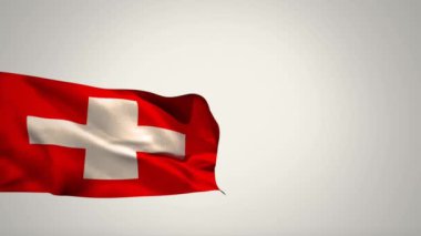 Gri bir arka plana el sallayan İsviçre bayrağının dijital animasyonu