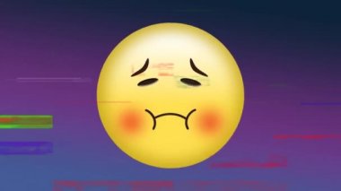 Piksel gürültü ile üzgün yüz emoji dijital animasyon
