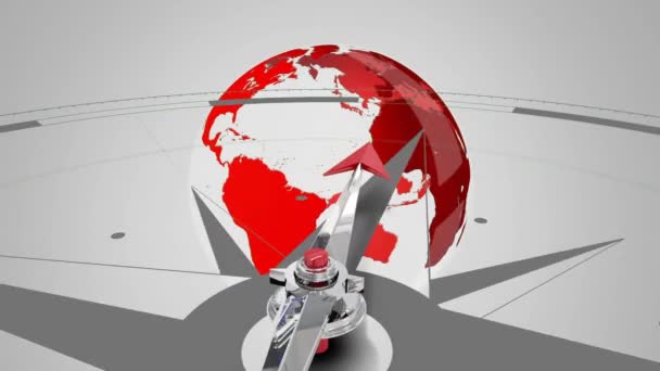 Digitaler Globus Mit Kompass — Stockvideo