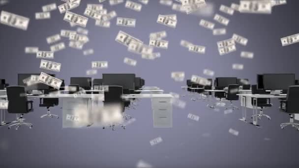 Digital Animation Office Flying Money Everywhere — Stock Video